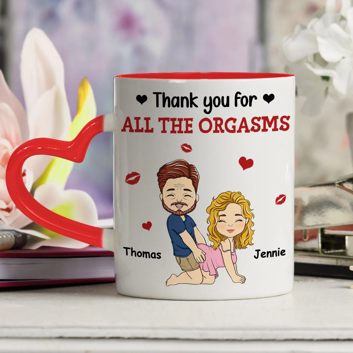 Thanks For All - Personalized Custom Heart Handle Mug - Image 3