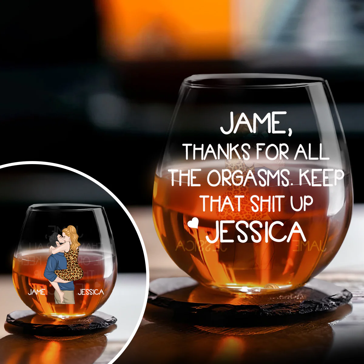 Thanks For All - Personalized Custom Wine Glass - Image 3