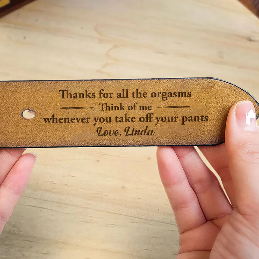 Thanks For All - Personalized Engraved Leather Belt - Image 2