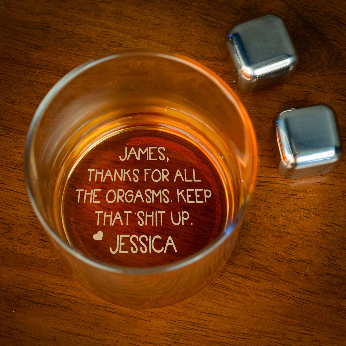 Thanks For All The Orgasms - Personalized Custom Engraved Whiskey Glass - Image 2