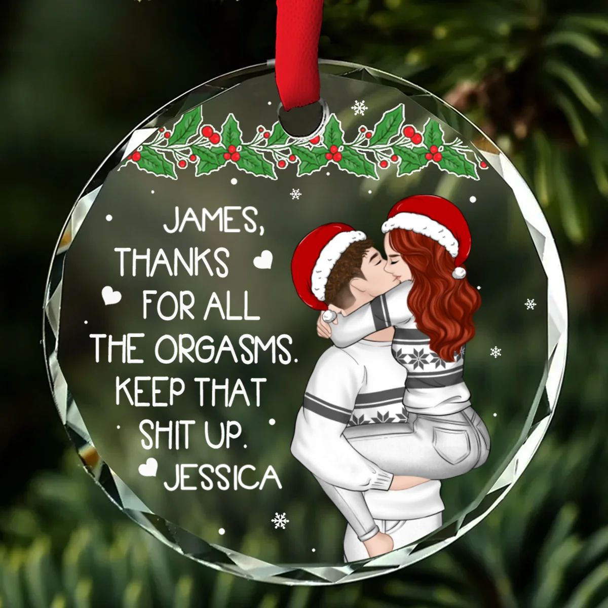 Thanks For All The Orgasms - Personalized Custom Glass Ornament - Image 6