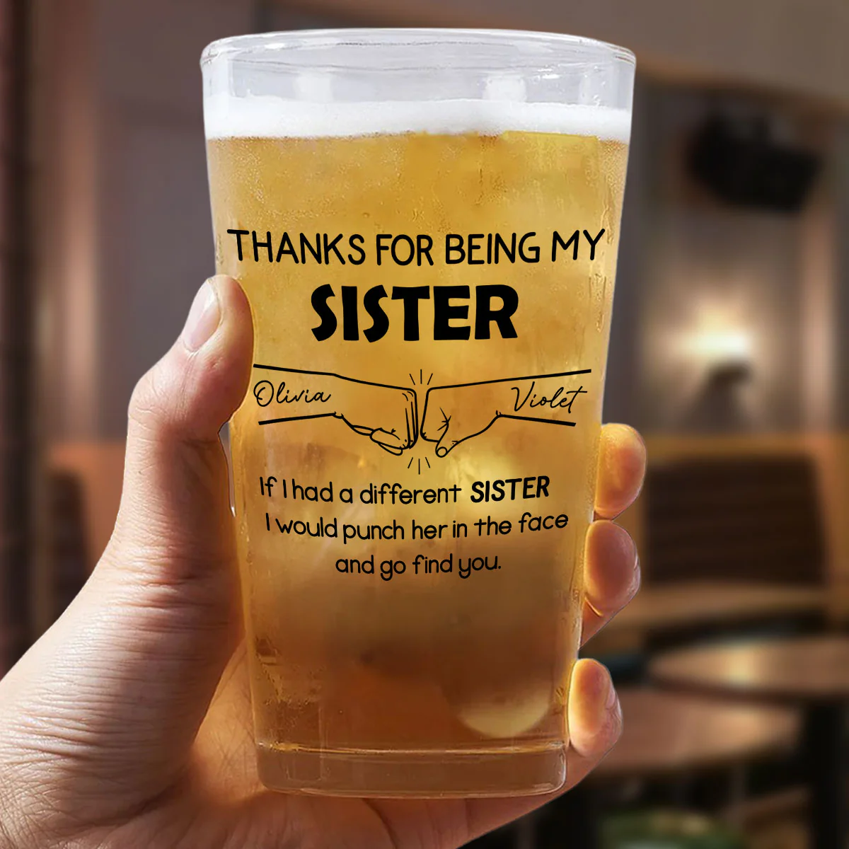 Thanks For Being My Brother - Personalized Custom Beer Glass - Image 5