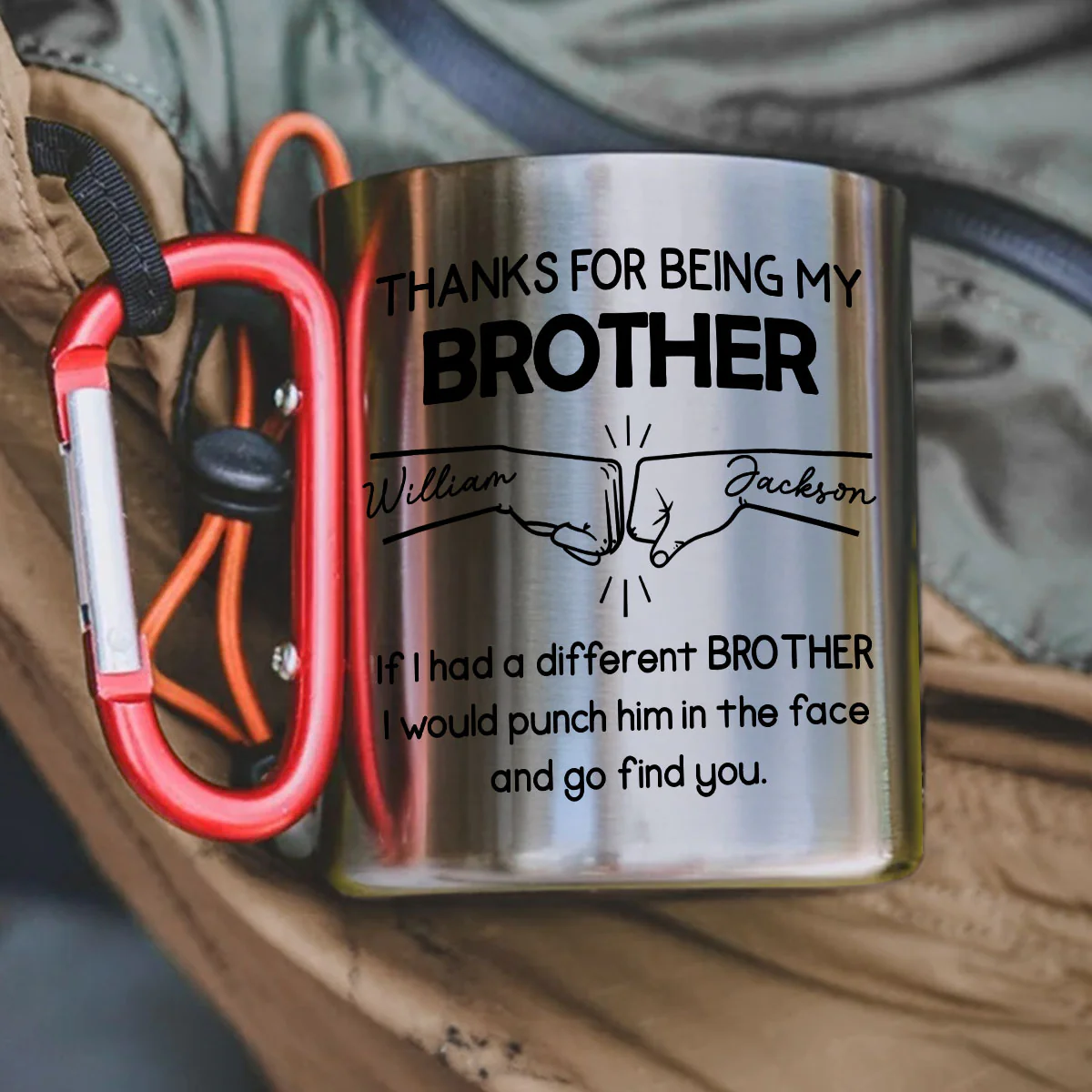 Thanks For Being My Brother - Personalized Custom Carabiner Mug - Image 3