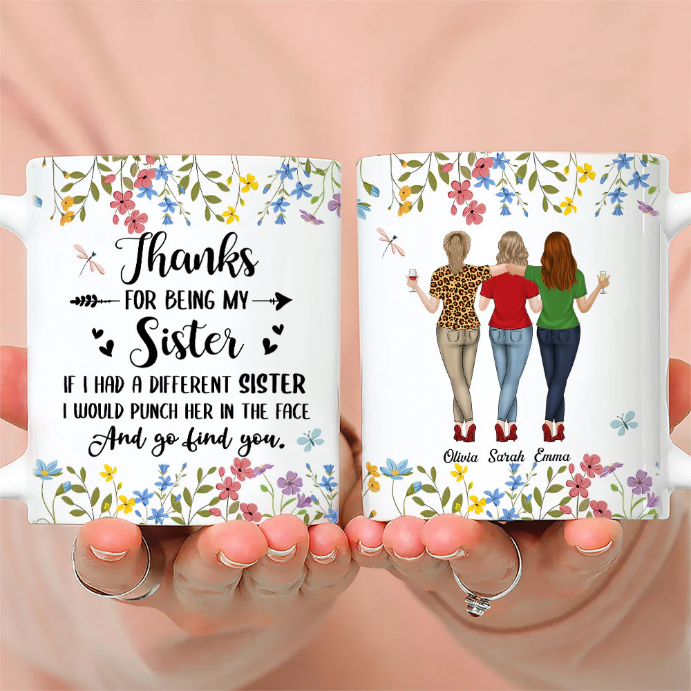 Thanks For Being My Sister - Personalized Custom Coffee Mug - Image 2