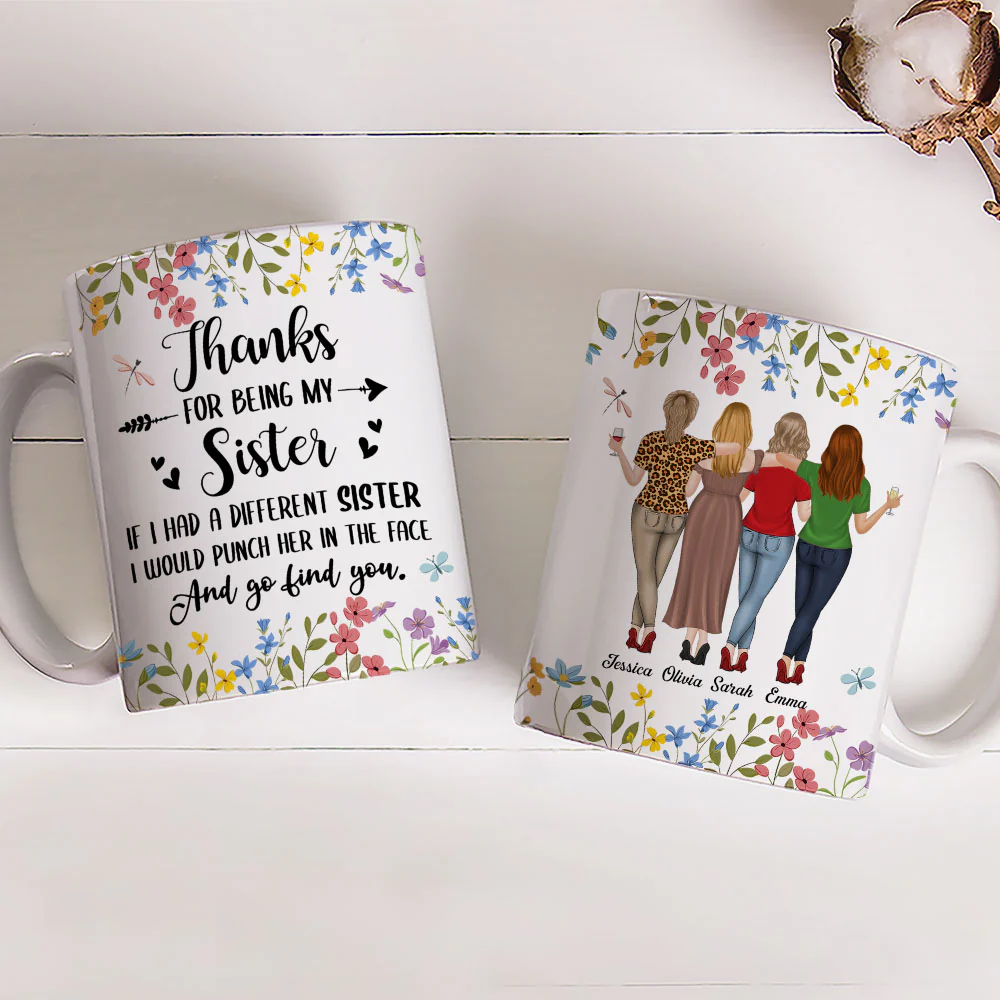Thanks For Being My Sister - Personalized Custom Coffee Mug - Image 6