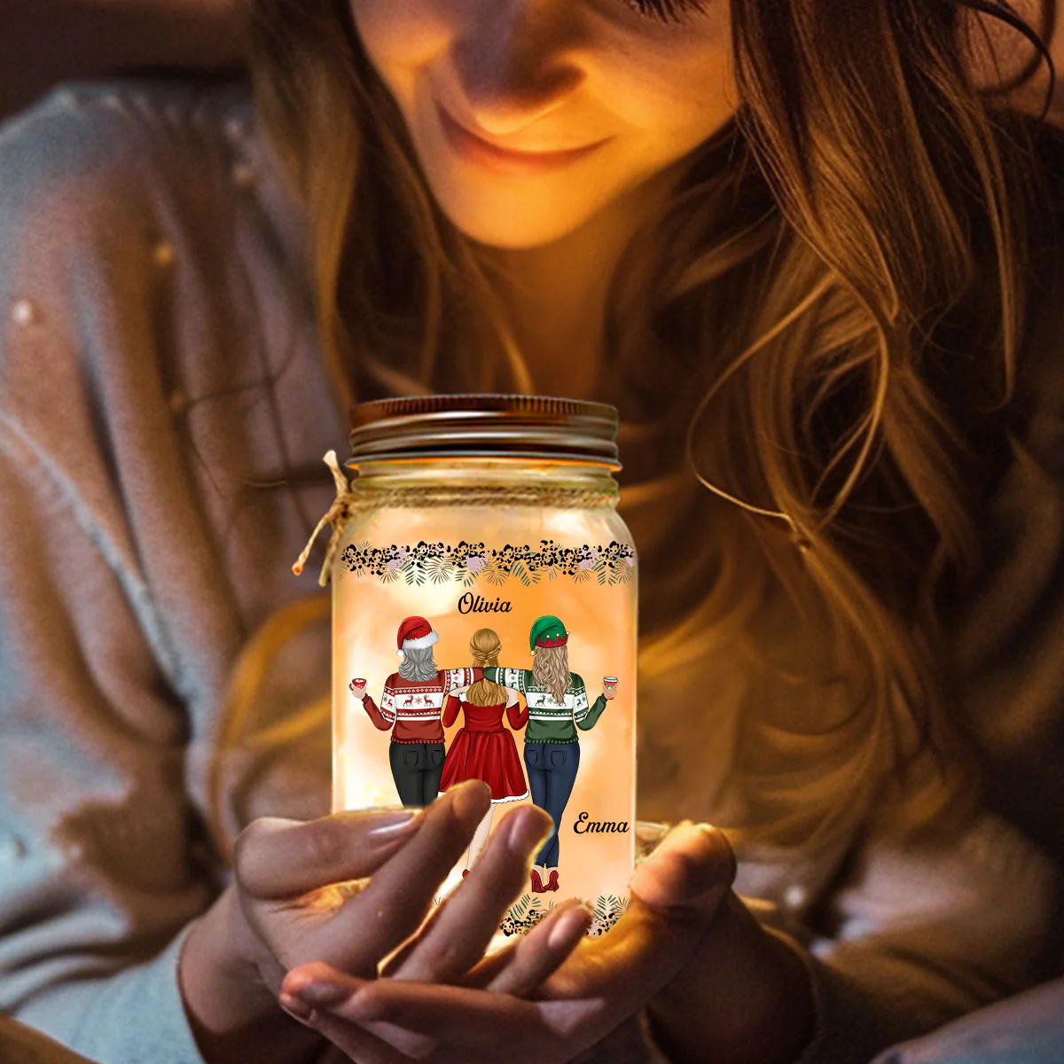 Thanks For Being My Unbiological Sister - Personalized Custom Mason Jar Light - Image 5