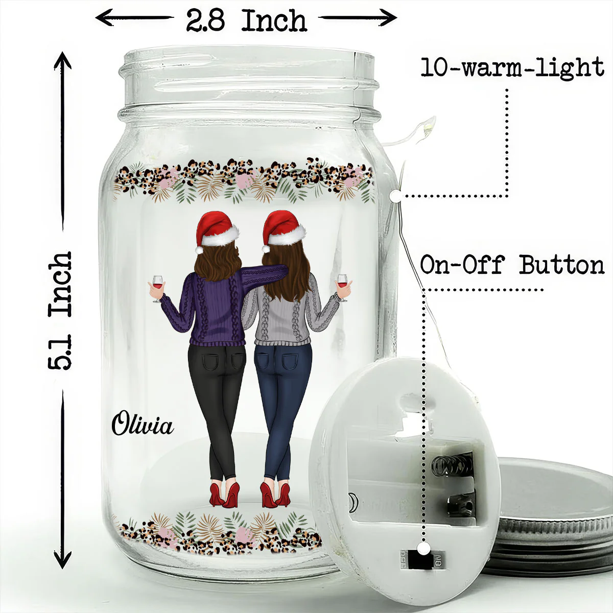 Thanks For Being My Unbiological Sister - Personalized Custom Mason Jar Light - Image 6