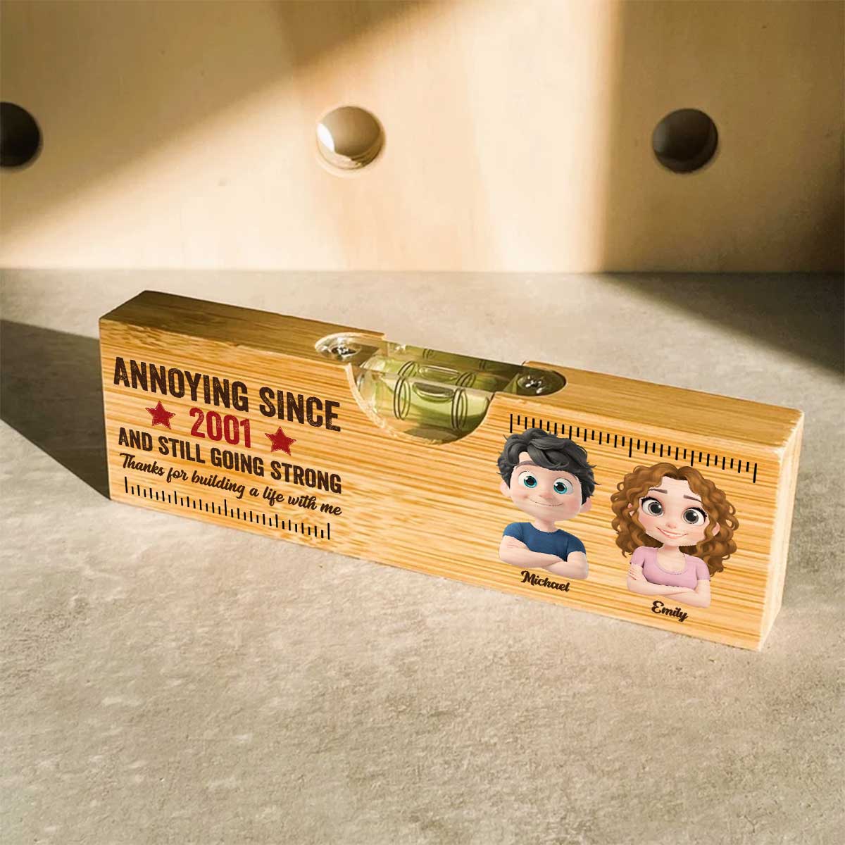 Thanks For Building A Life With Me - Personalized Custom Wooden Spirit Level Bottle Opener - Image 5