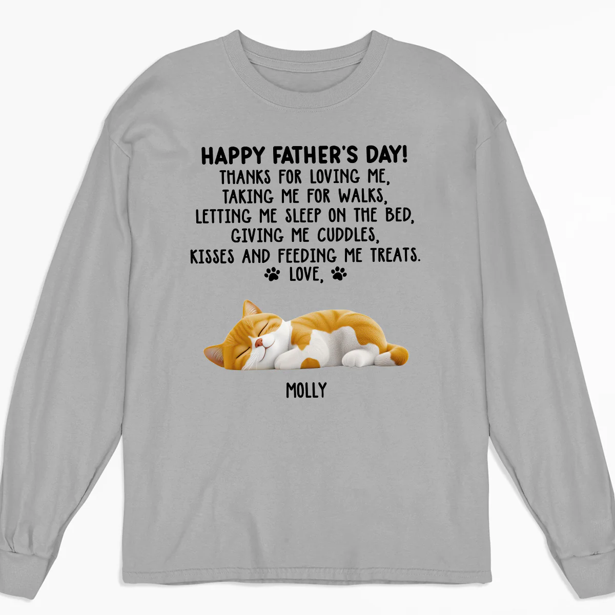 Thanks For Loving Me Cat Dad - Personalized Custom Long Sleeve T-shirt