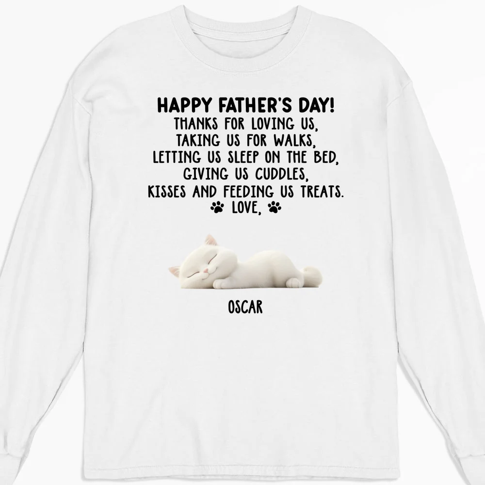 Thanks For Loving Me Cat Dad - Personalized Custom Long Sleeve T-shirt - Image 4