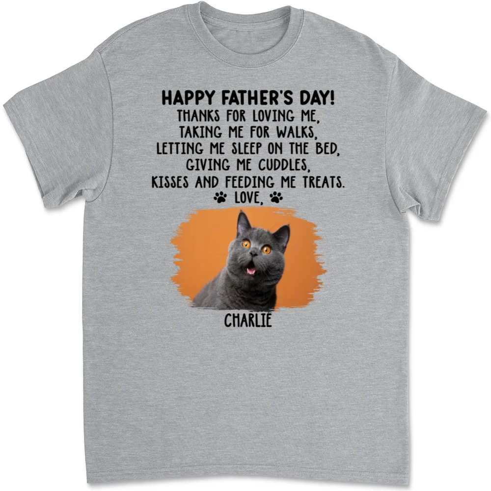 Thanks For Loving Me Cat Dad Photo - Personalized Custom Unisex T-Shirt - Image 5