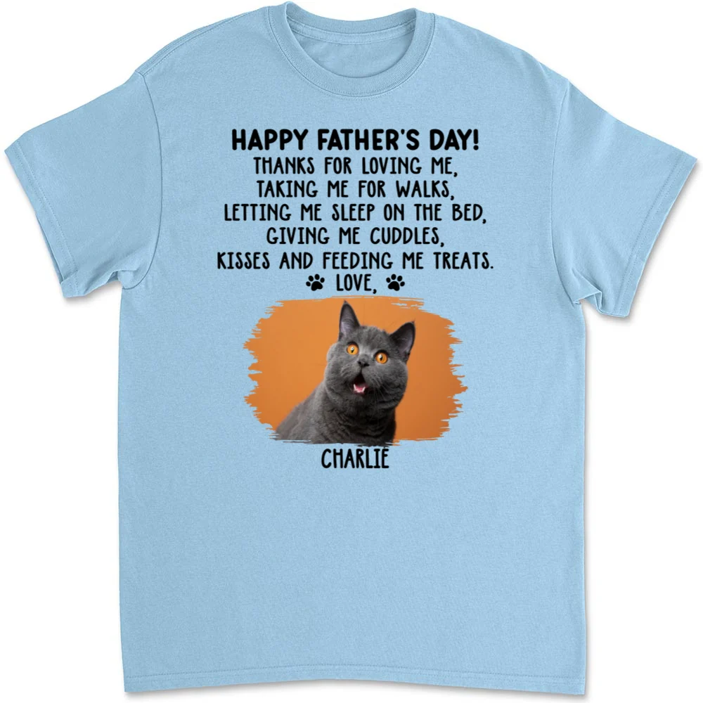 Thanks For Loving Me Cat Dad Photo - Personalized Custom Unisex T-Shirt - Image 6