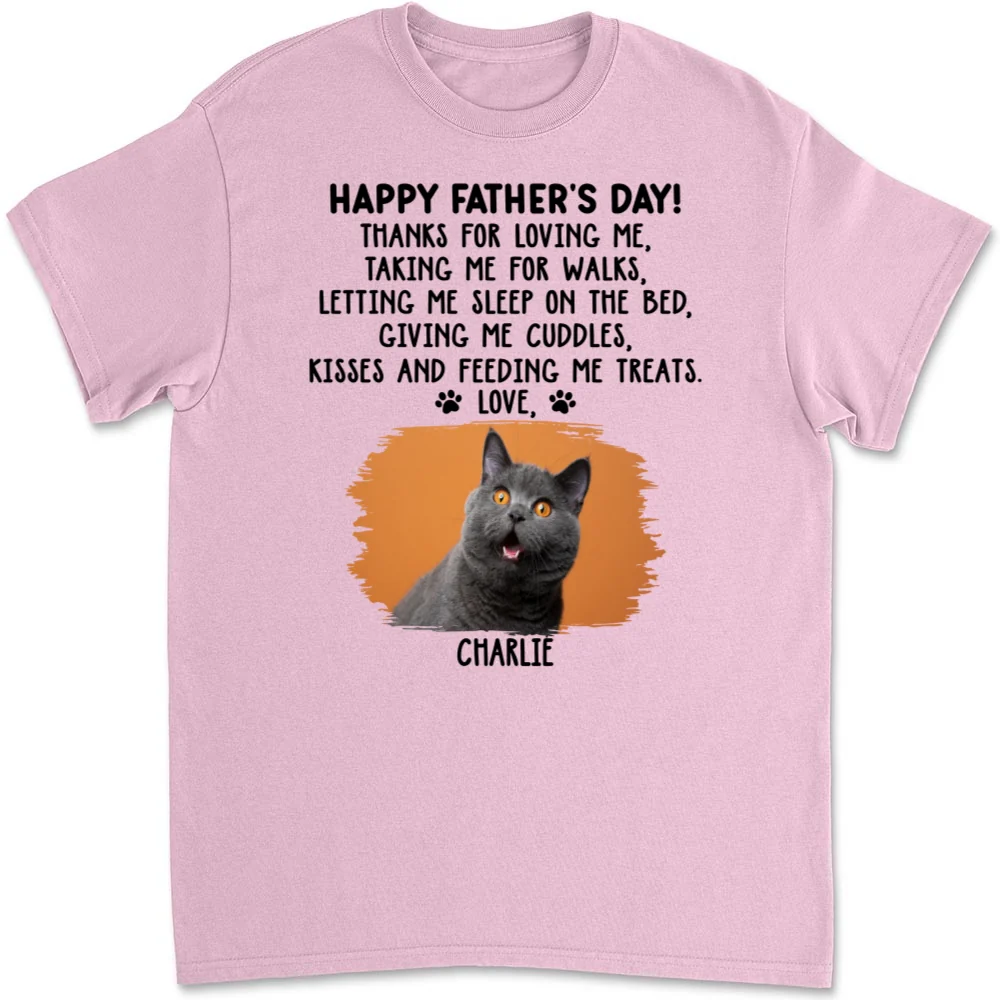 Thanks For Loving Me Cat Dad Photo - Personalized Custom Unisex T-Shirt - Image 7