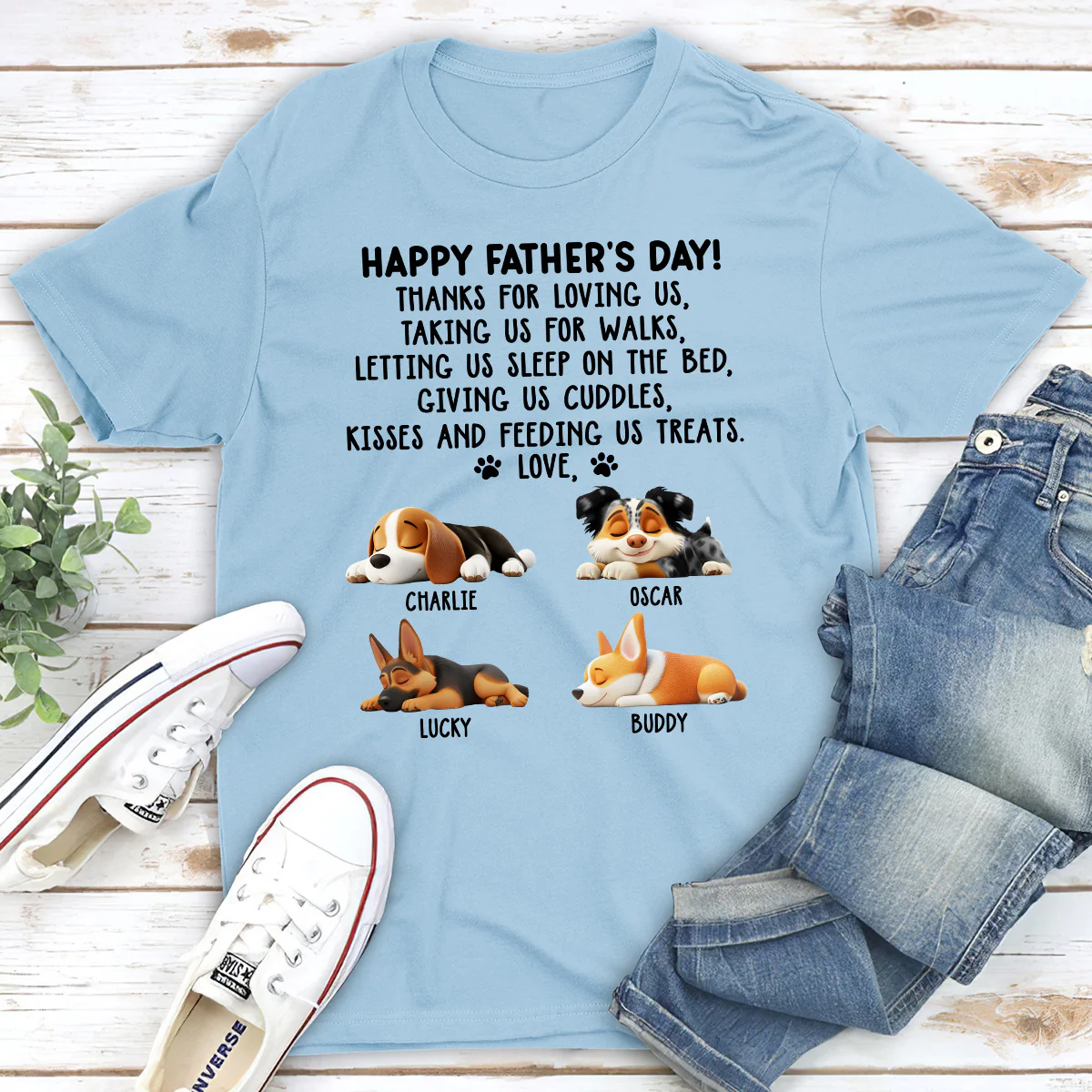 Thanks For Loving Me Dad - Personalized Custom Unisex T-Shirt - Image 3