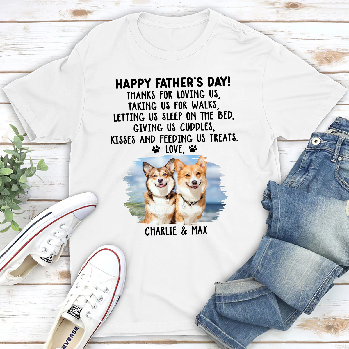 Thanks For Loving Me Dad Photo - Personalized Custom Unisex T-Shirt - Image 2