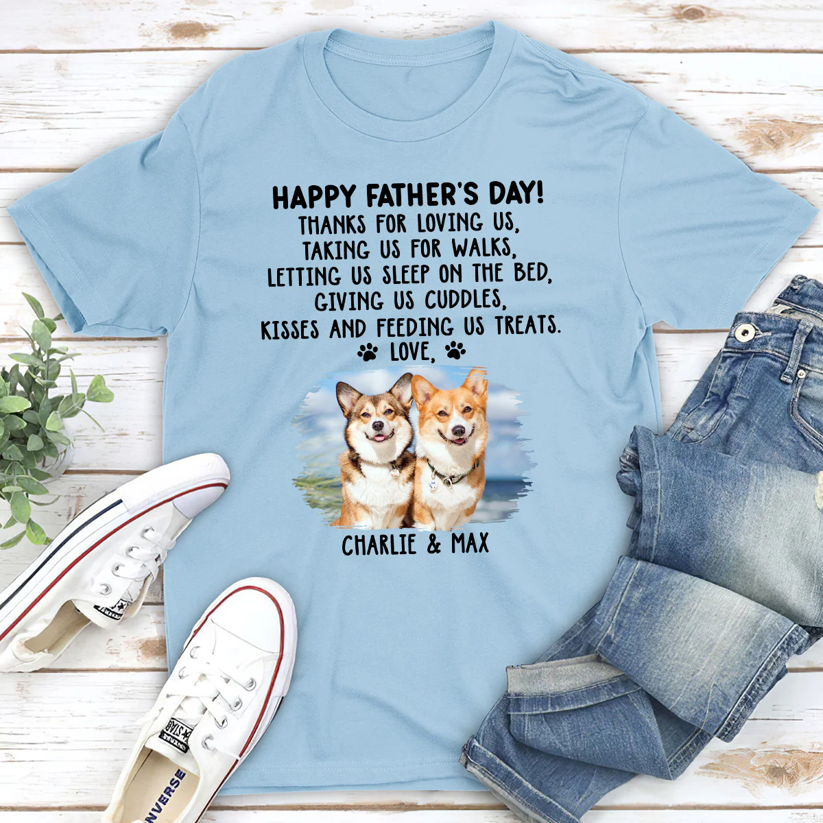 Thanks For Loving Me Dad Photo - Personalized Custom Unisex T-Shirt - Image 3