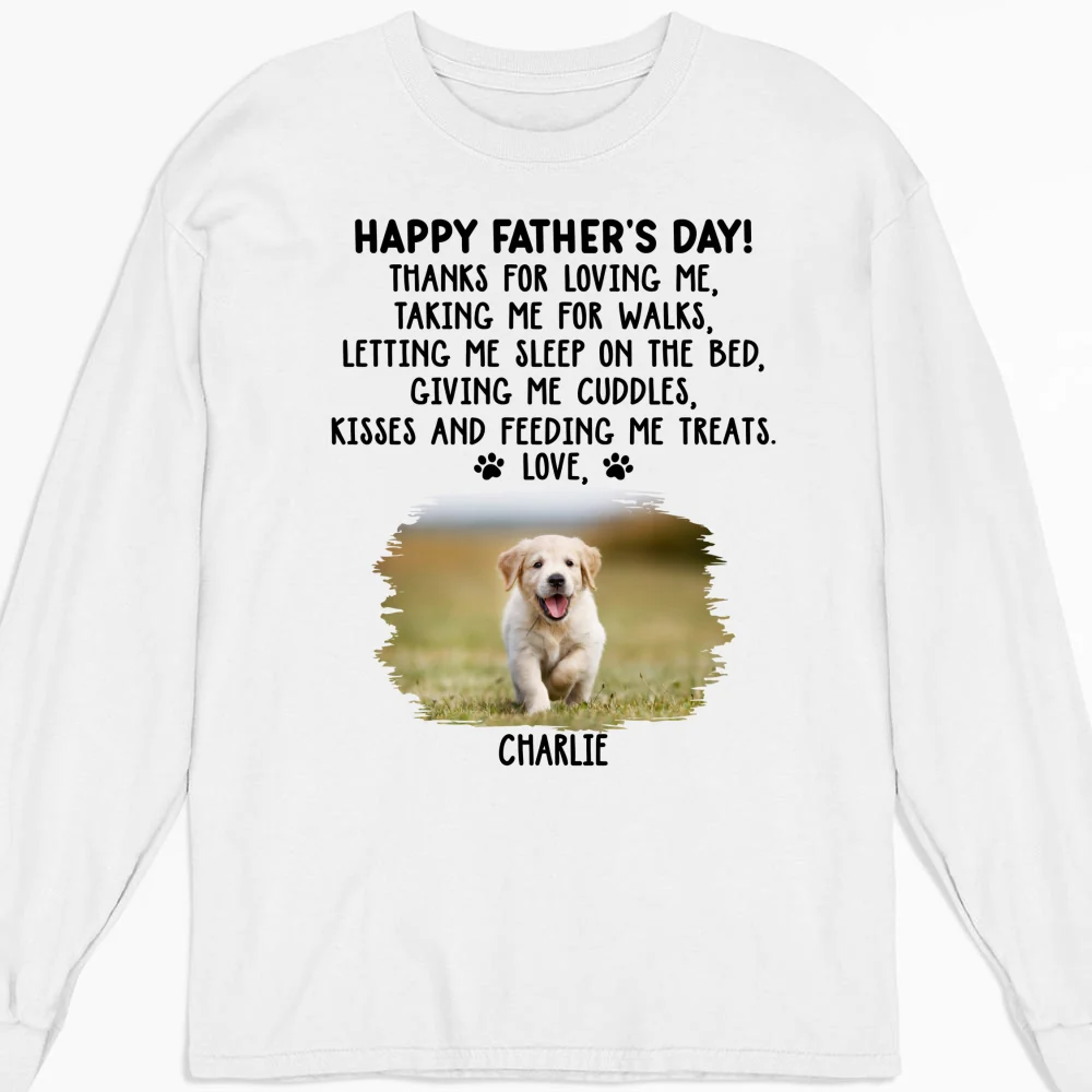 Thanks For Loving Us Dad Photo - Personalized Custom Long Sleeve T-shirt - Image 4