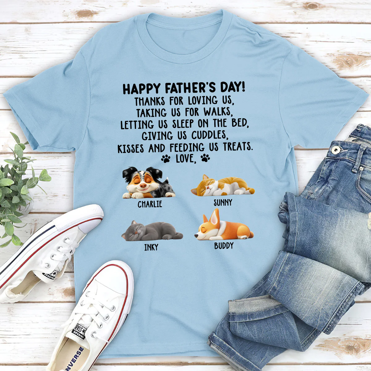 Thanks For Loving Us Dad - Personalized Custom Unisex T-Shirt - Image 4