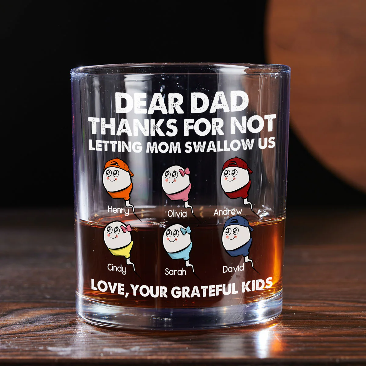 Thanks For Not Letting Mom Swallow Us - Personalized Custom Whiskey Glass - Image 4