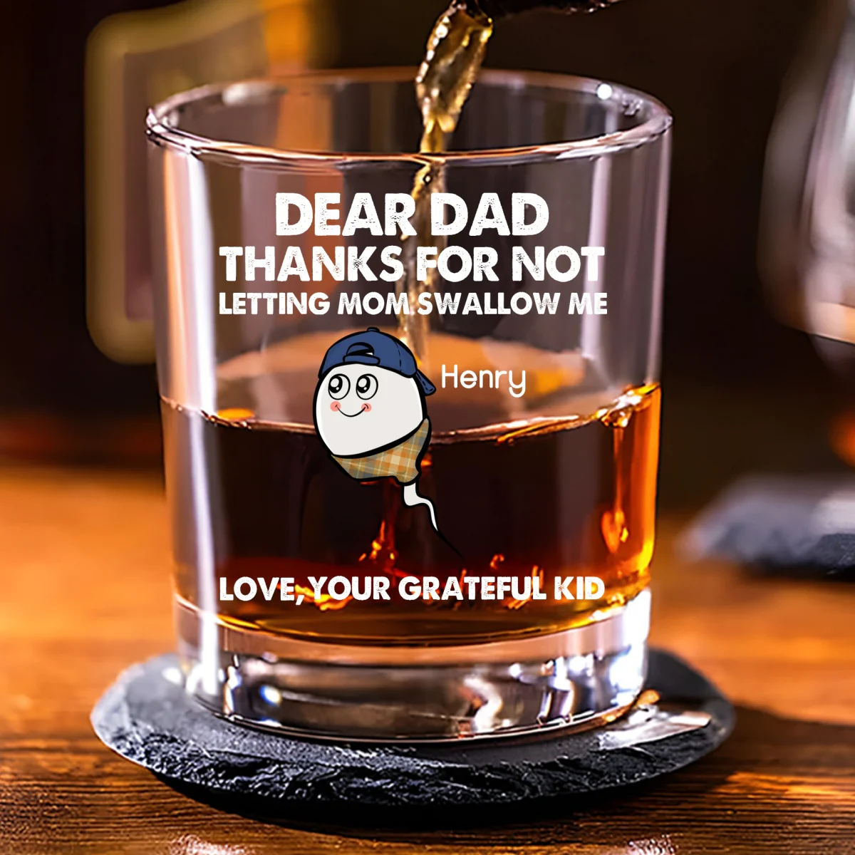 Thanks For Not Letting Mom Swallow Us - Personalized Custom Whiskey Glass - Image 5