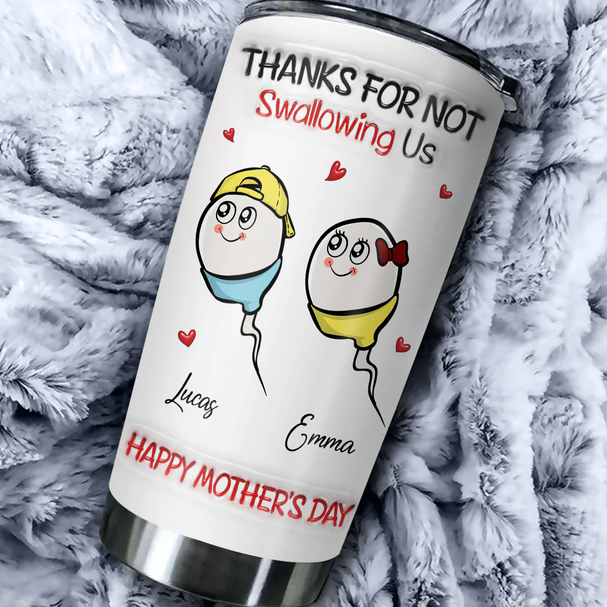 Thanks For Not Swallowing - Personalized Custom 3D Inflated Effect Tumbler - Image 2