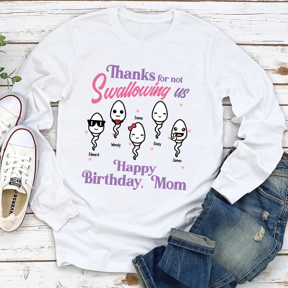 Thanks For Not Swallowing Us - Personalized Custom Long Sleeve T-shirt - Image 2