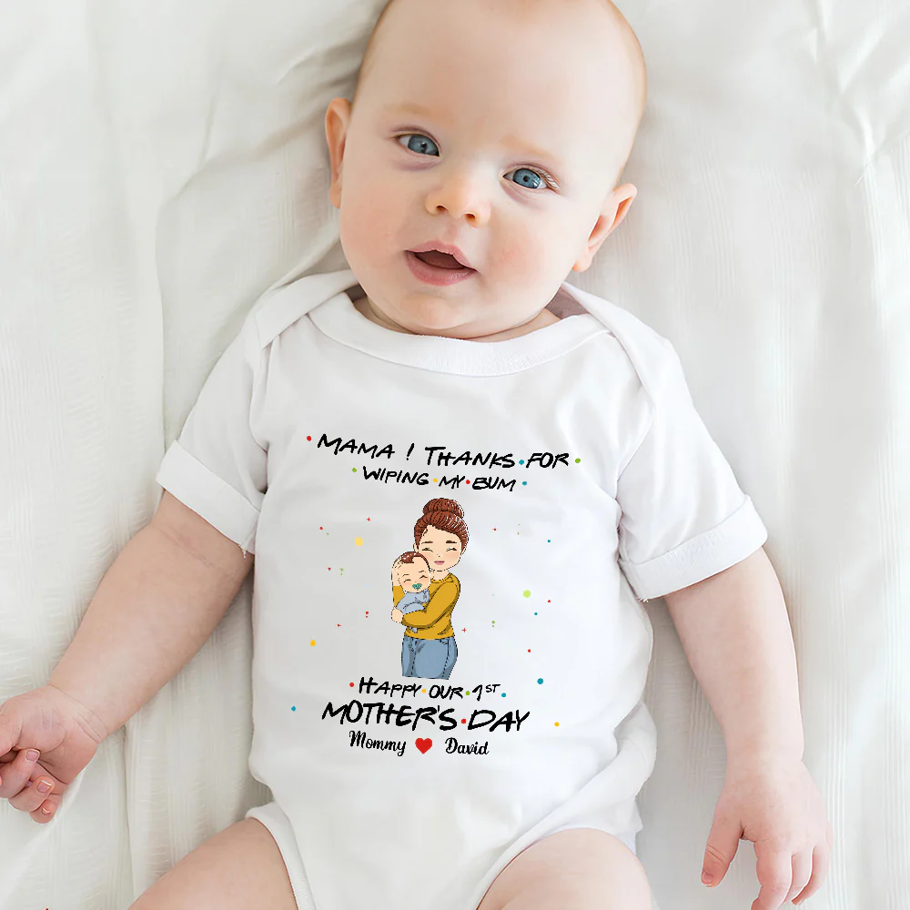 Thanks For Wiping My Bum Happy Mother Day - Personalized Custom Baby Onesie - Image 3