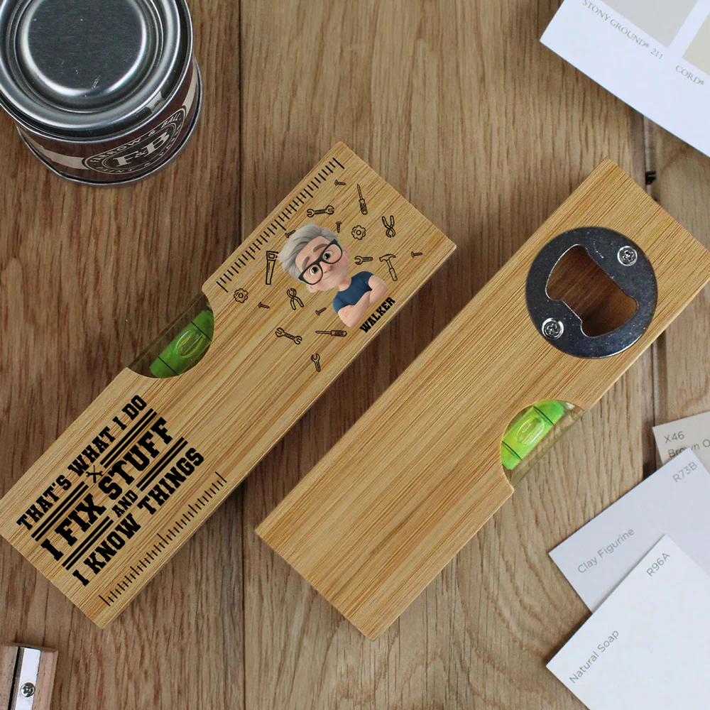 Thats What I Do - Personalized Custom Wooden Spirit Level Bottle Opener - Image 5