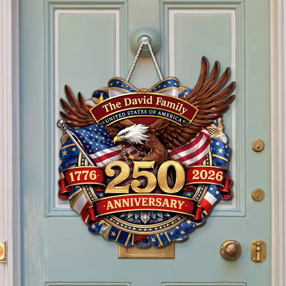 The Anniversary Of United States - Personalized Custom Wood Sign - Image 2