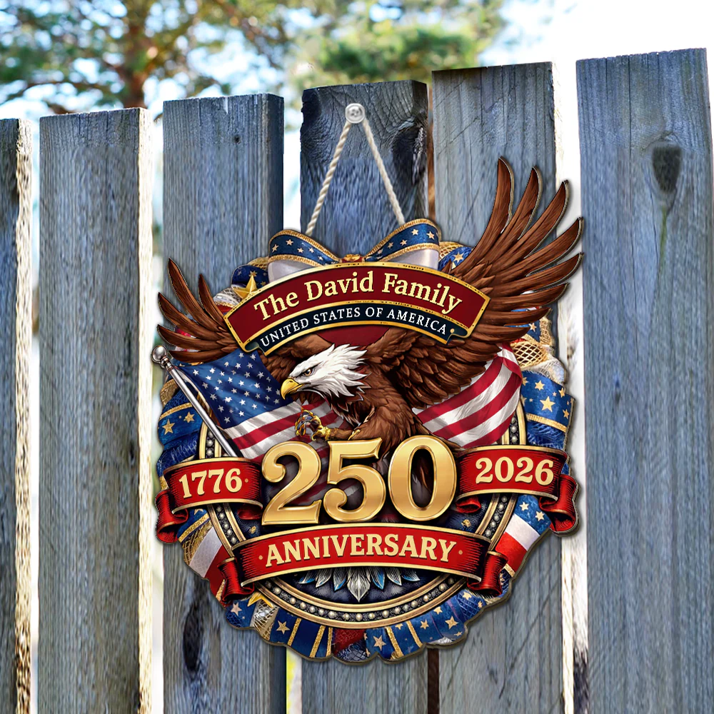 The Anniversary Of United States - Personalized Custom Wood Sign - Image 3