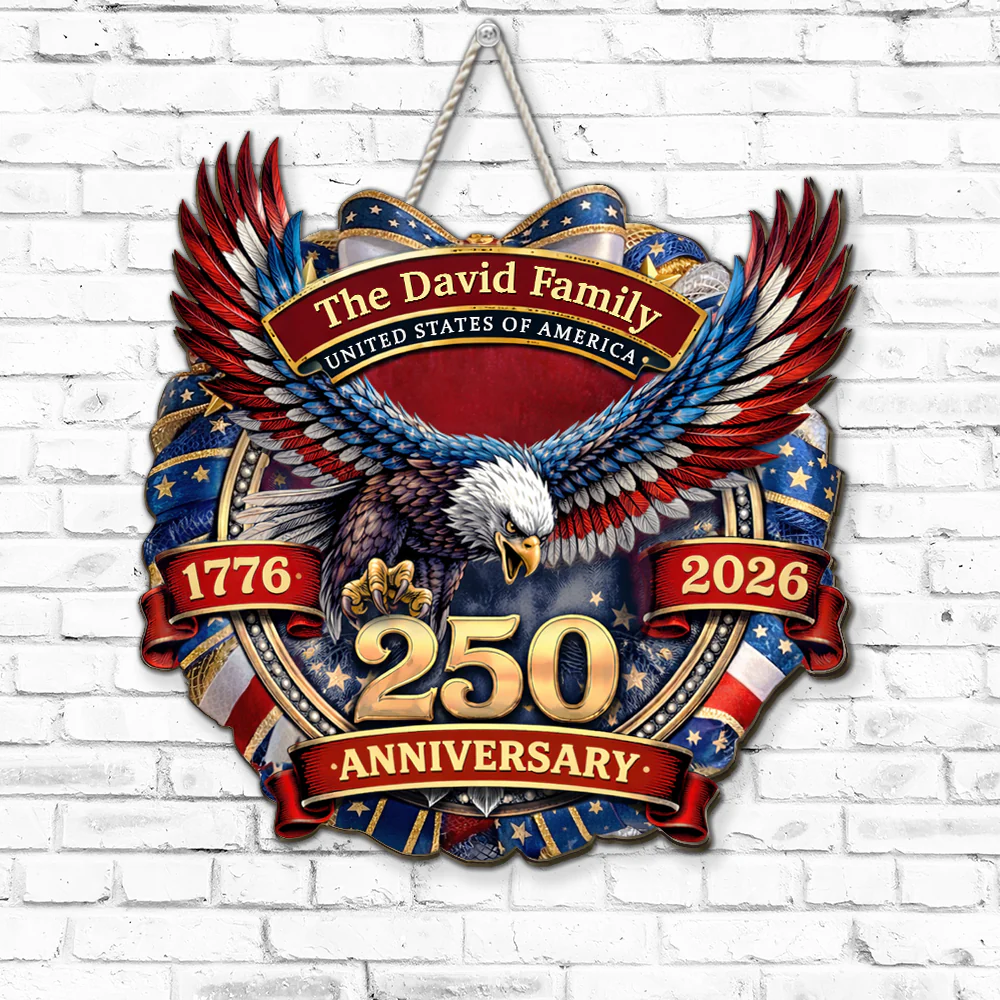The Anniversary Of United States - Personalized Custom Wood Sign - Image 4