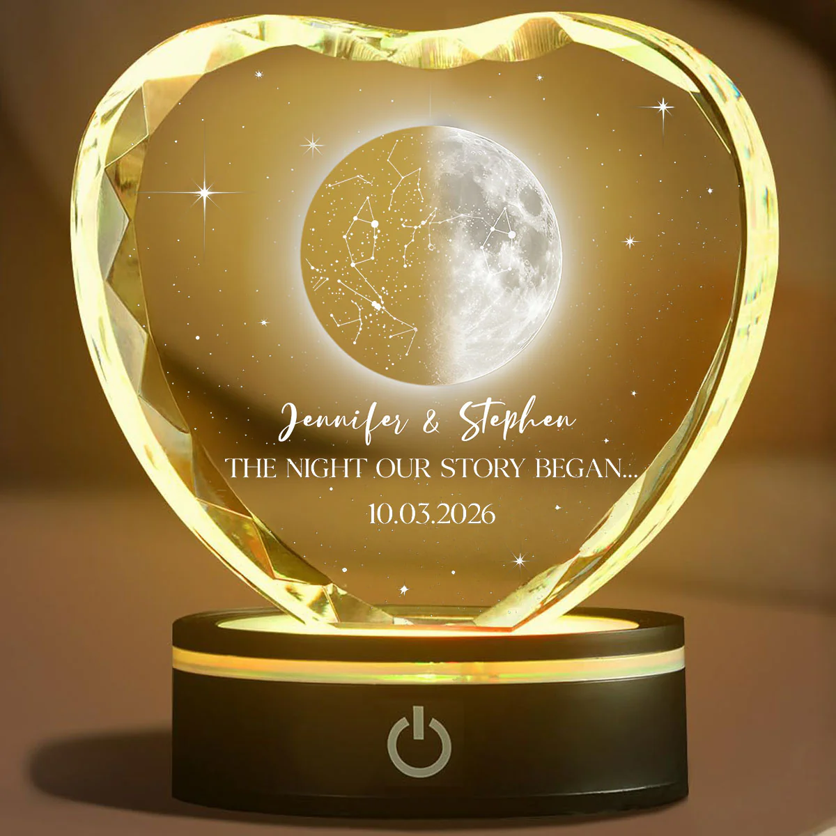 The Beginning Of Our Story - Personalized Custom Crystal Led Light - Image 2