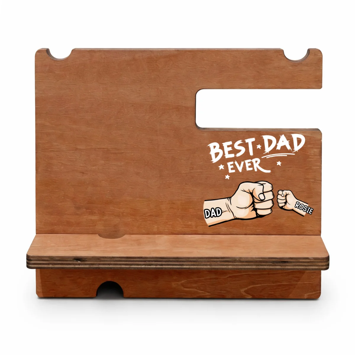The Best Dad Grandpa Ever - Personalized Custom Wood Phone Docking Station - Image 7