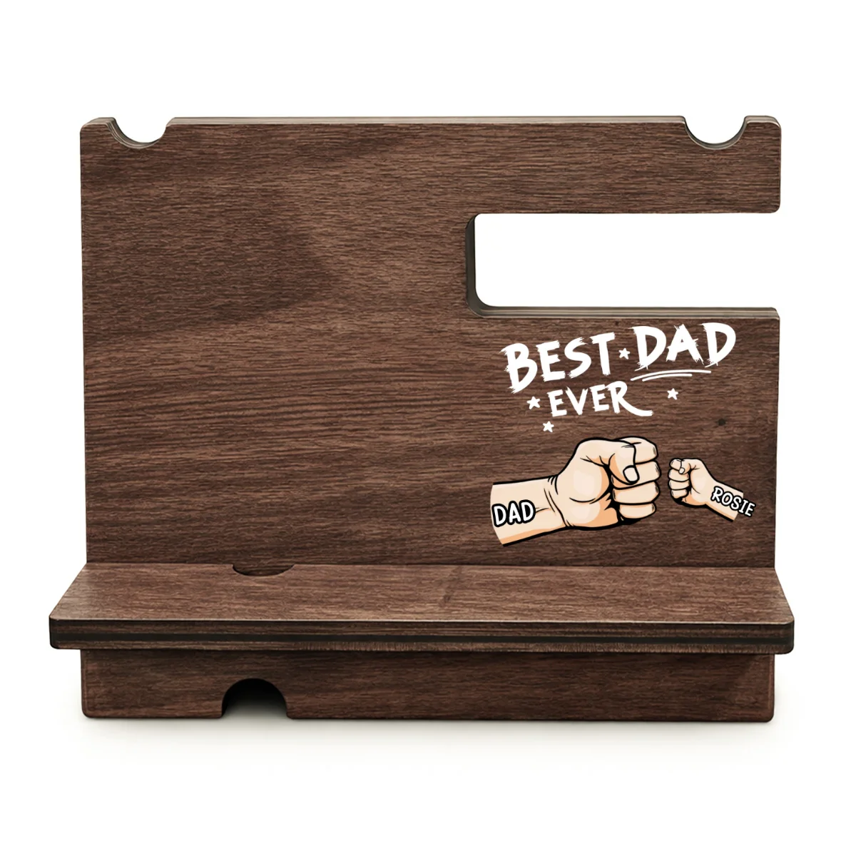The Best Dad Grandpa Ever - Personalized Custom Wood Phone Docking Station - Image 9