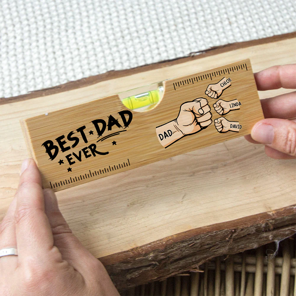 The Best Dad Grandpa Ever - Personalized Custom Wooden Spirit Level Bottle Opener - Image 2