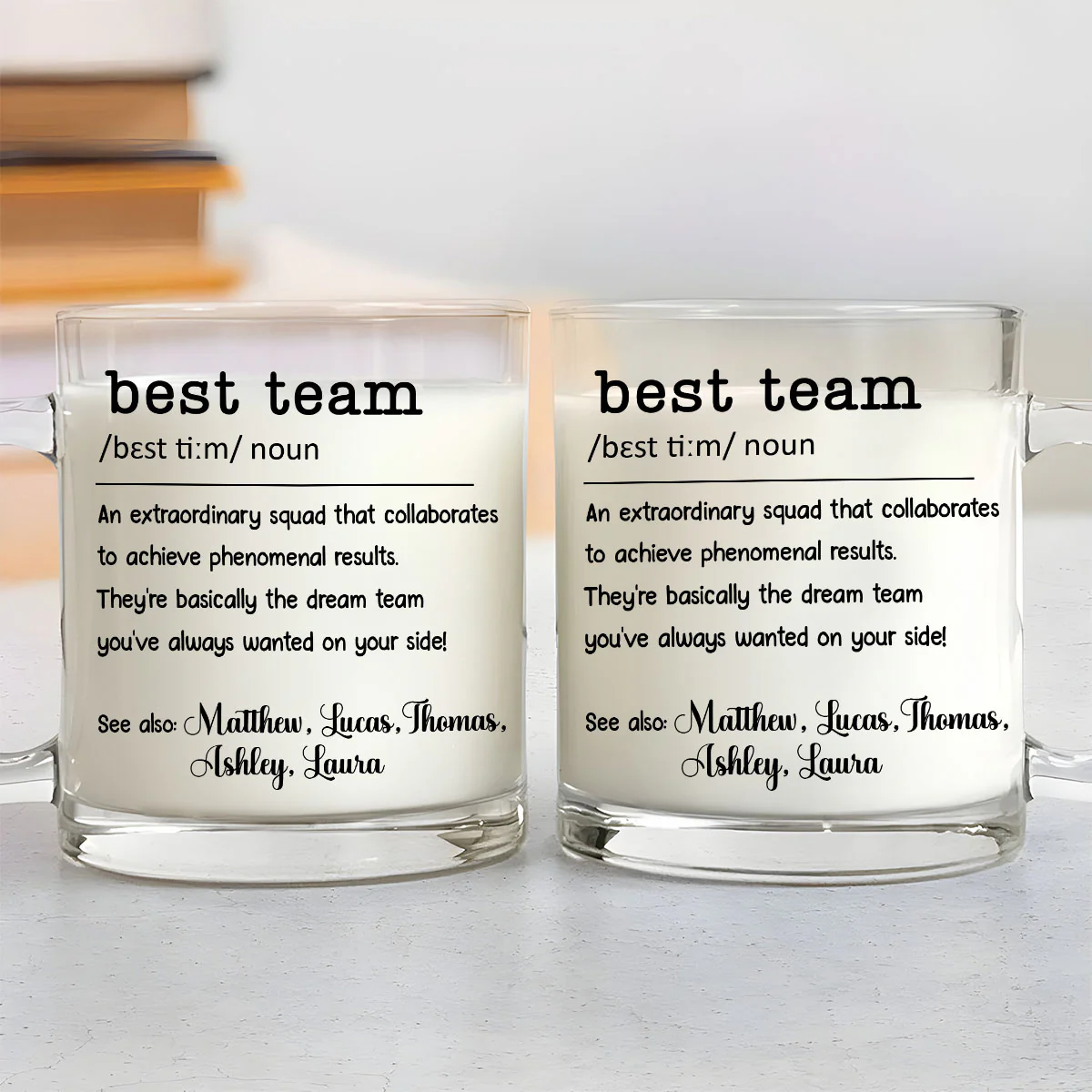The Best Team Ever - Personalized Custom Glass Mug - Image 3