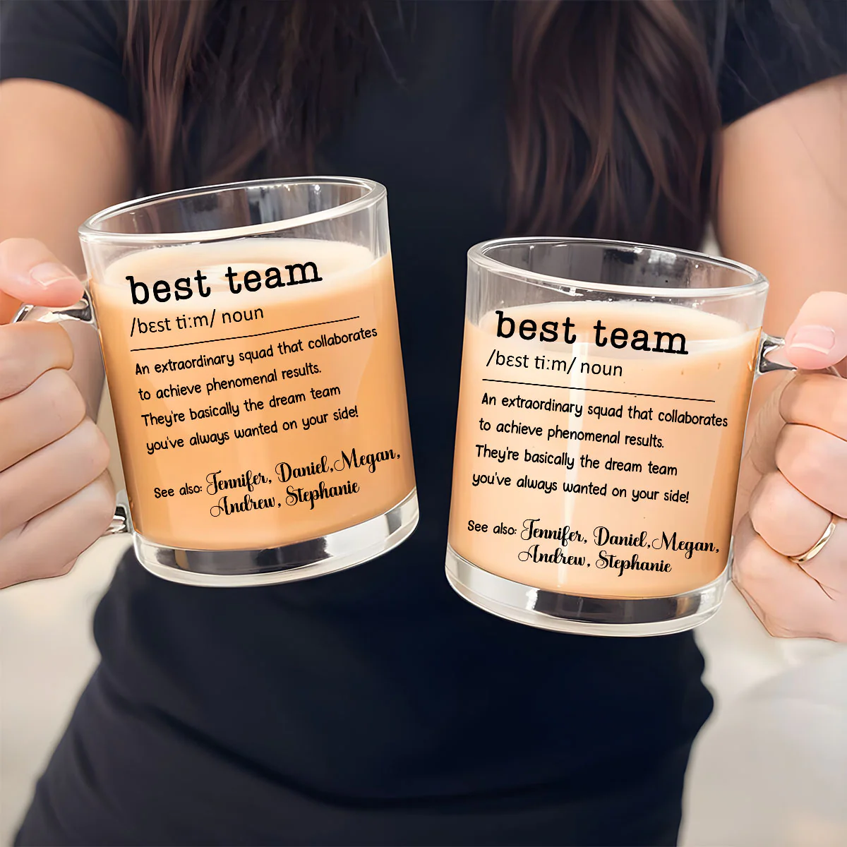 The Best Team Ever - Personalized Custom Glass Mug - Image 4