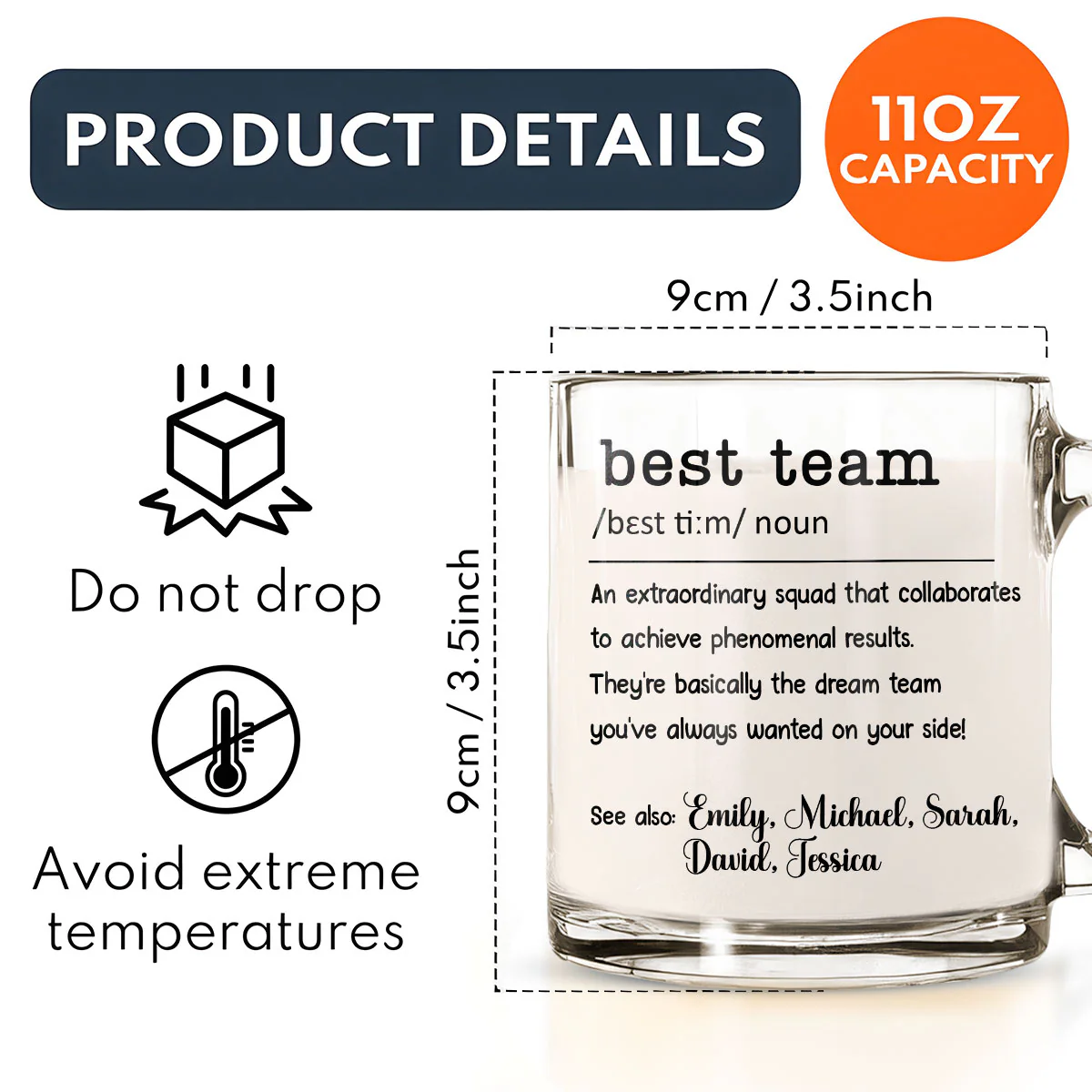The Best Team Ever - Personalized Custom Glass Mug - Image 5