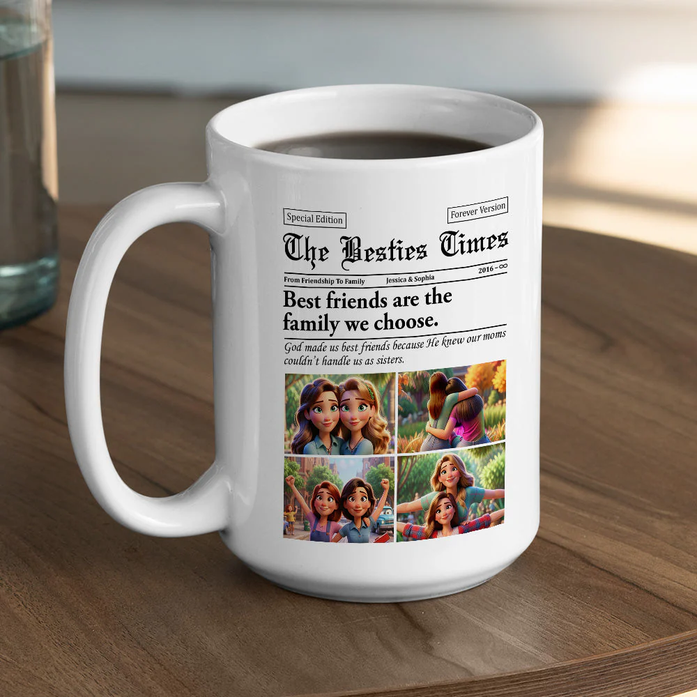 The Besties Time Cartoonize - Personalized Custom Coffee Mug - Image 4
