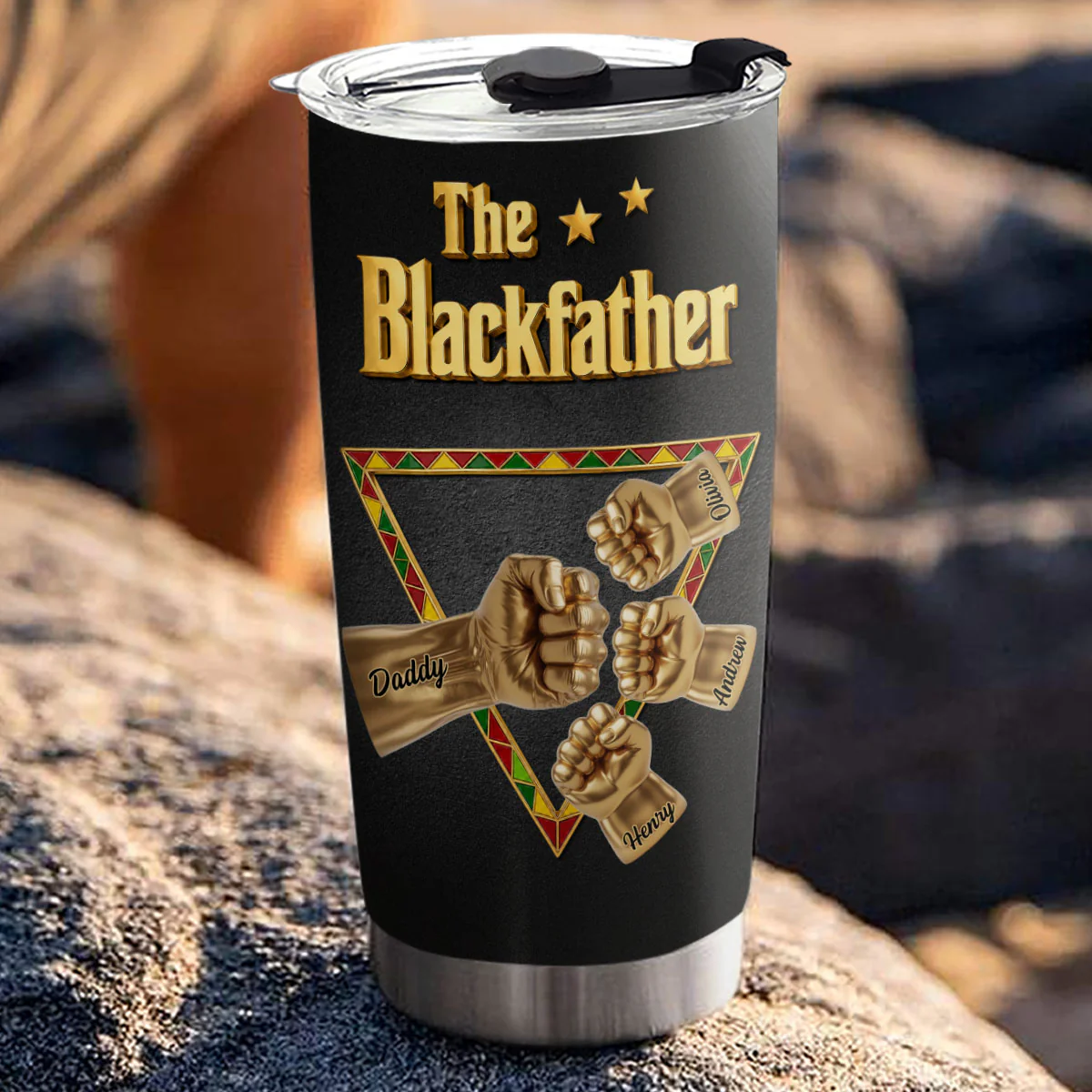 The Blackfather Gold - Personalized Custom 3D Effect Tumbler - Image 2