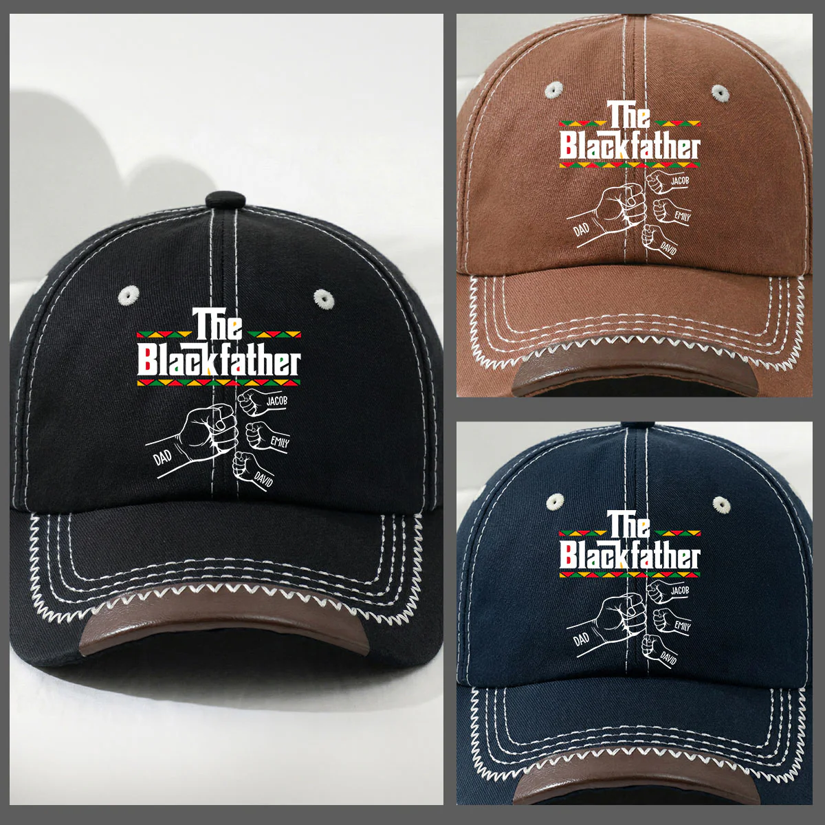 The Blackfather - Personalized Custom Vintage Soft Baseball Cap - Image 4