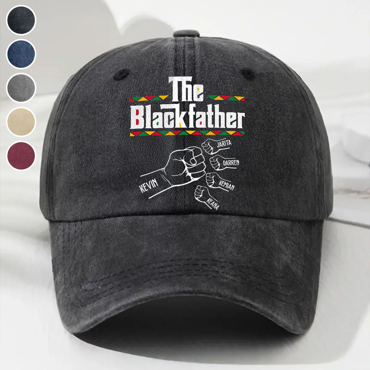 The Blackfather - Personalized Custom Vintage Washed Denim Cap