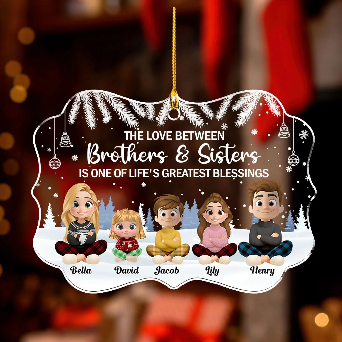 The Blessing Of Being Siblings - Personalized Custom Acrylic Ornament - Image 2