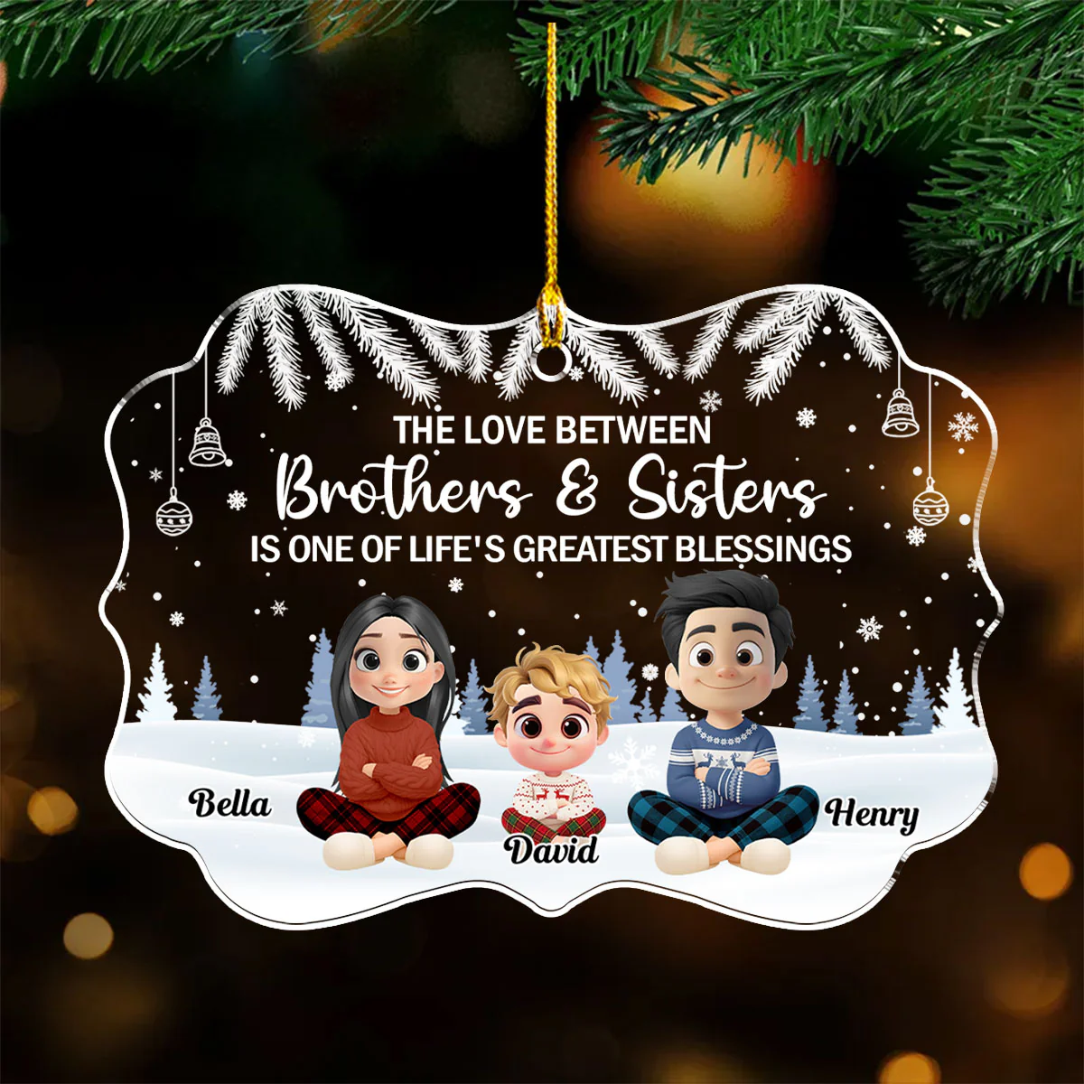 The Blessing Of Being Siblings - Personalized Custom Acrylic Ornament - Image 3