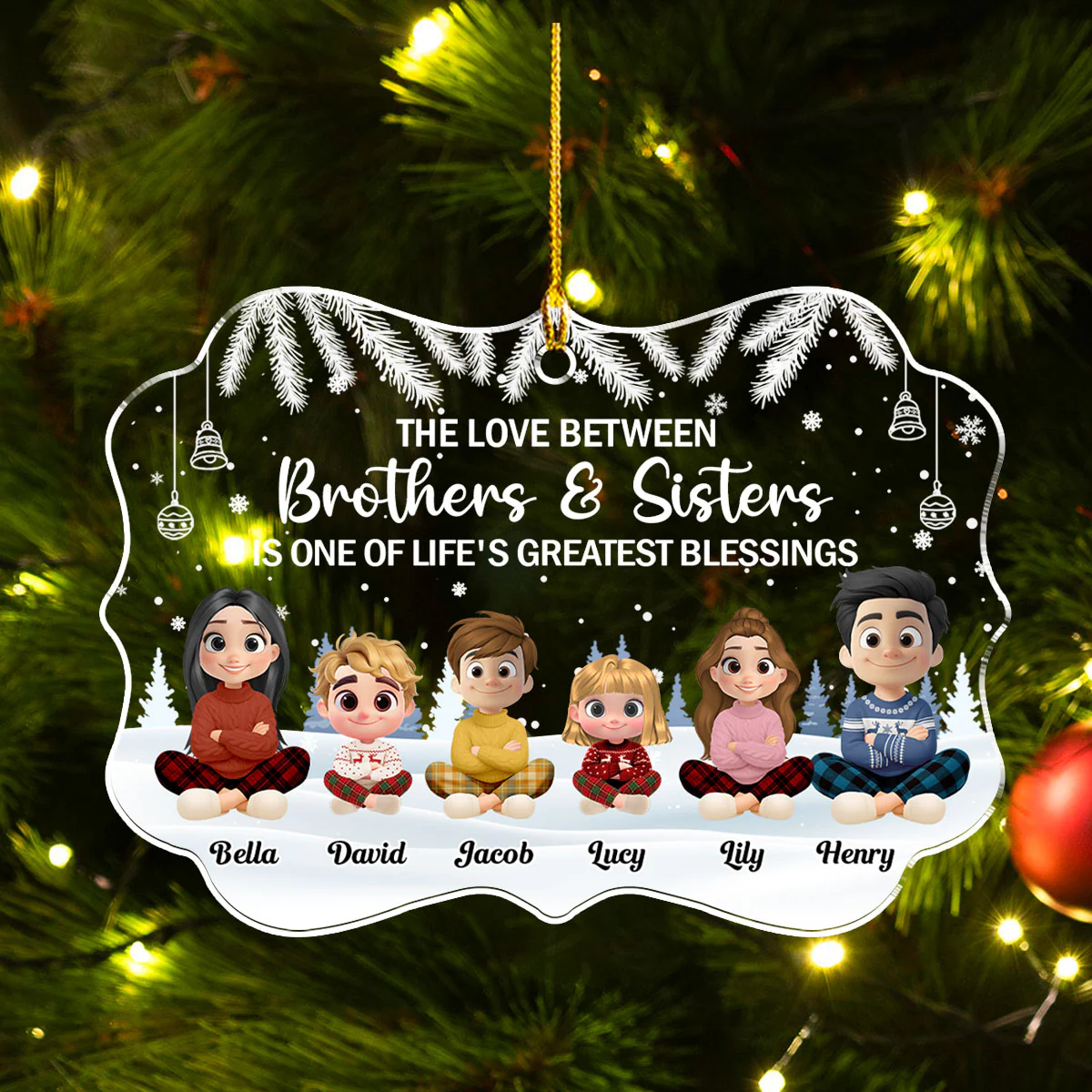 The Blessing Of Being Siblings - Personalized Custom Acrylic Ornament - Image 4