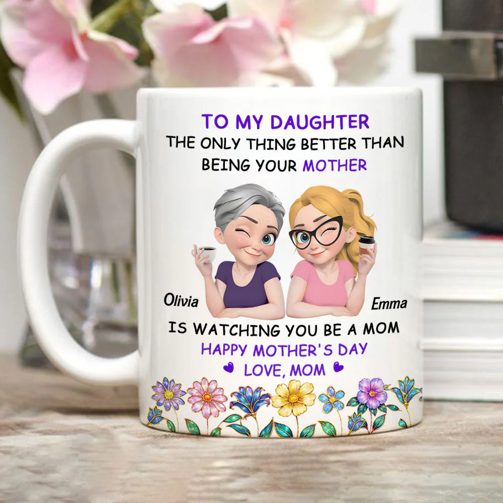 The Bond Between Mother and Daughter - Personalized Custom Coffee Mug - Image 2