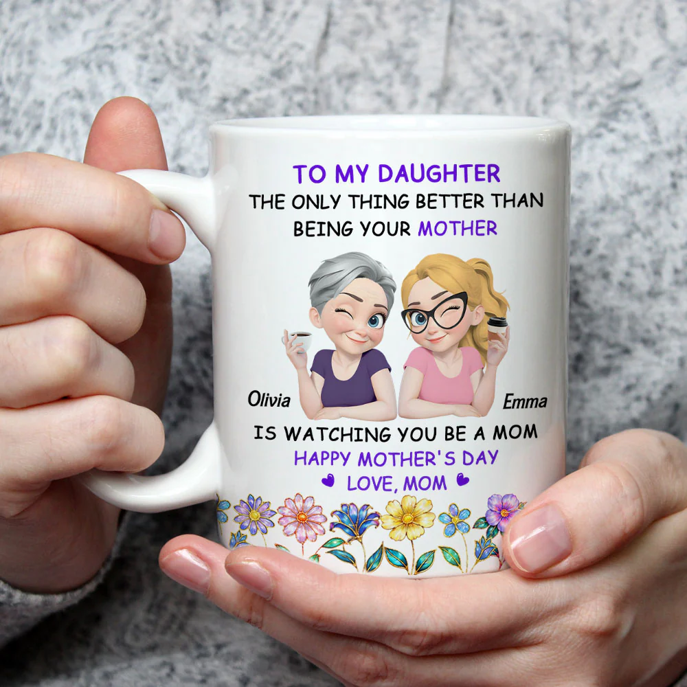 The Bond Between Mother and Daughter - Personalized Custom Coffee Mug - Image 3