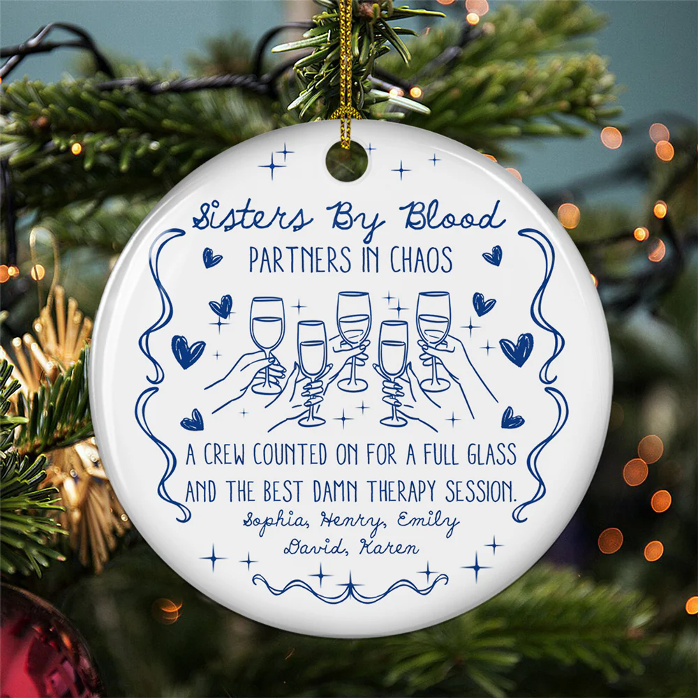 The Boozy Sisterhood - Personalized Custom Ceramic Ornament - Image 3