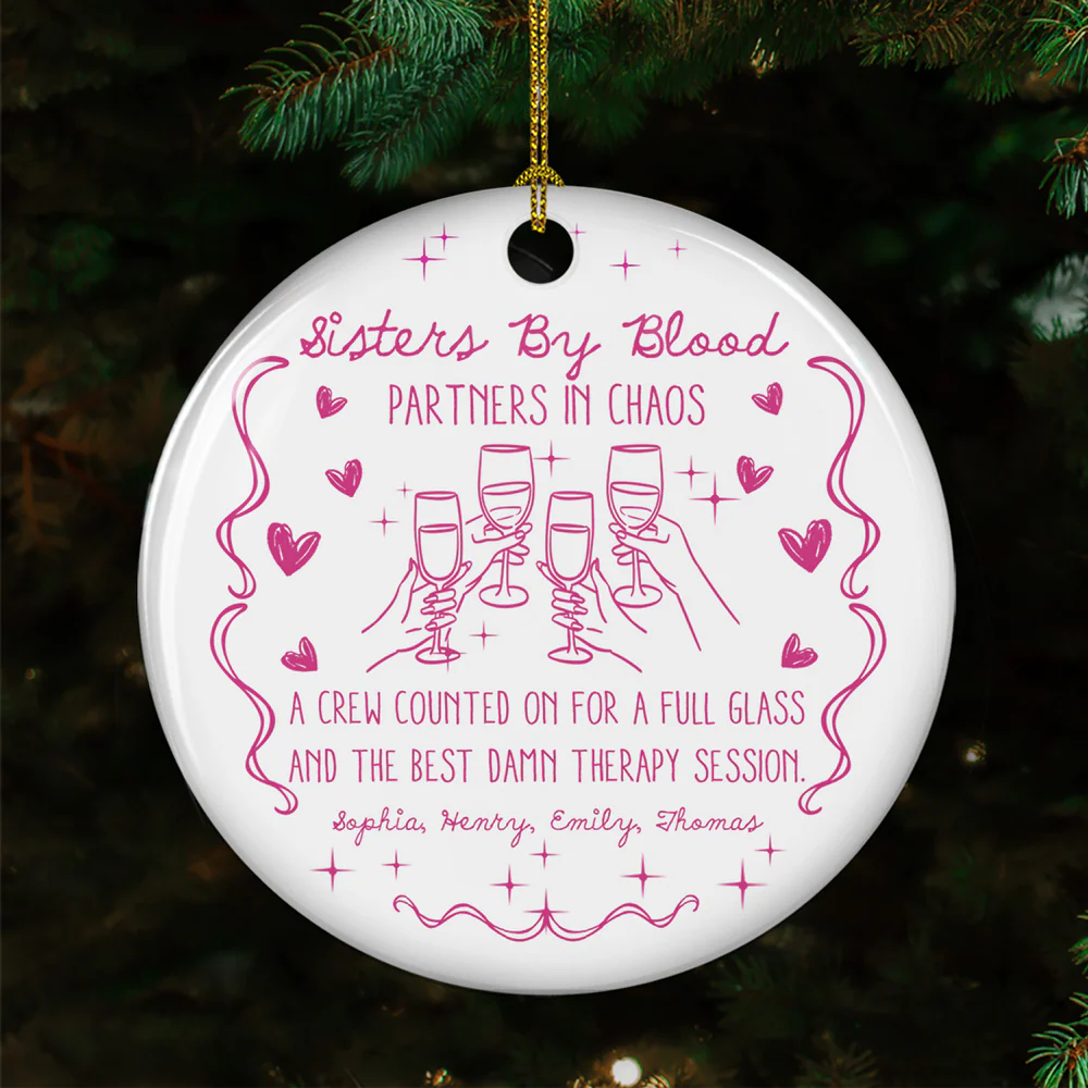 The Boozy Sisterhood - Personalized Custom Ceramic Ornament - Image 4