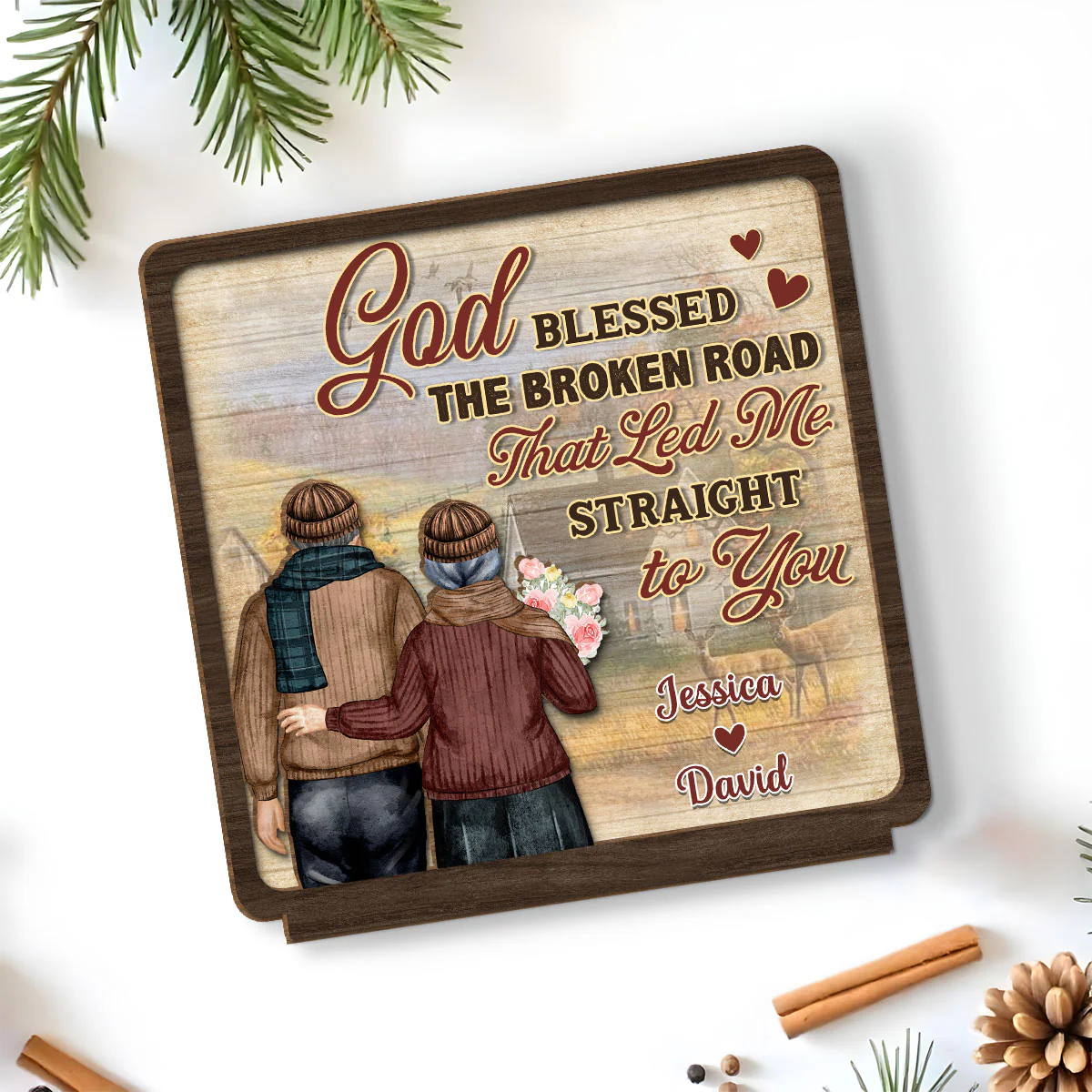 The Broken Road - Personalized Custom 2-Layer Wood Plaque With Flat Base - Image 5